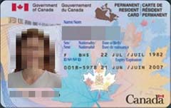 カナダ永住権カードの見本画像